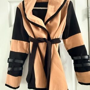 SHEIN Tan and Black Teddy Jacket